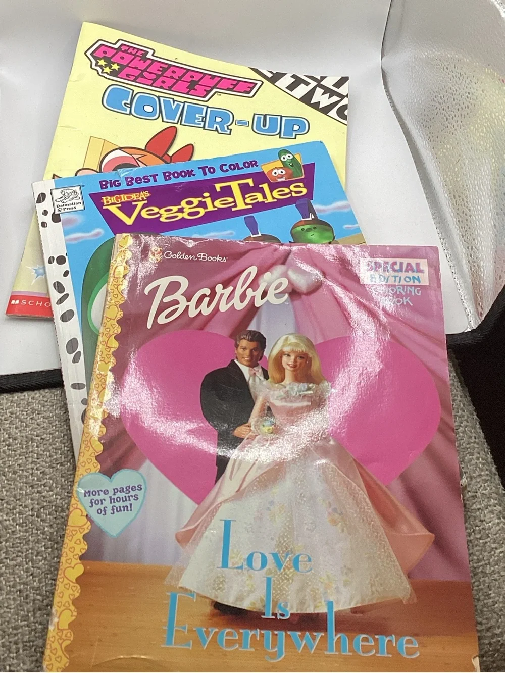 Vintage Coloring Activity Books Barbie, Veggie Tales, The Powerpuff Girls